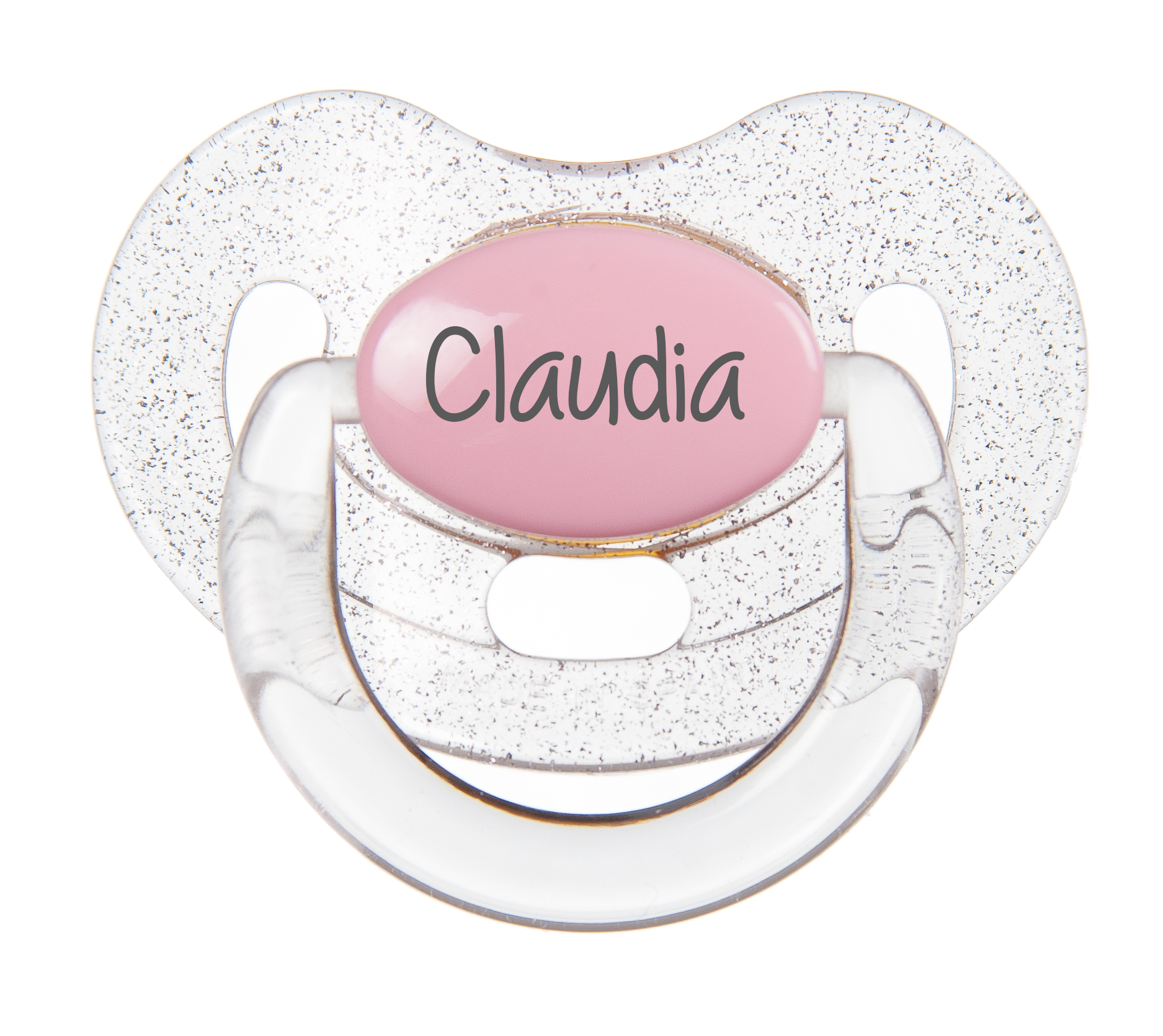 Chupete personalizado con nombre, diseño de princesa, paquete de 3 con  purpurina rosa, blanco y rosa, (disponible de 0 a 6 meses y 6 a 18 meses)